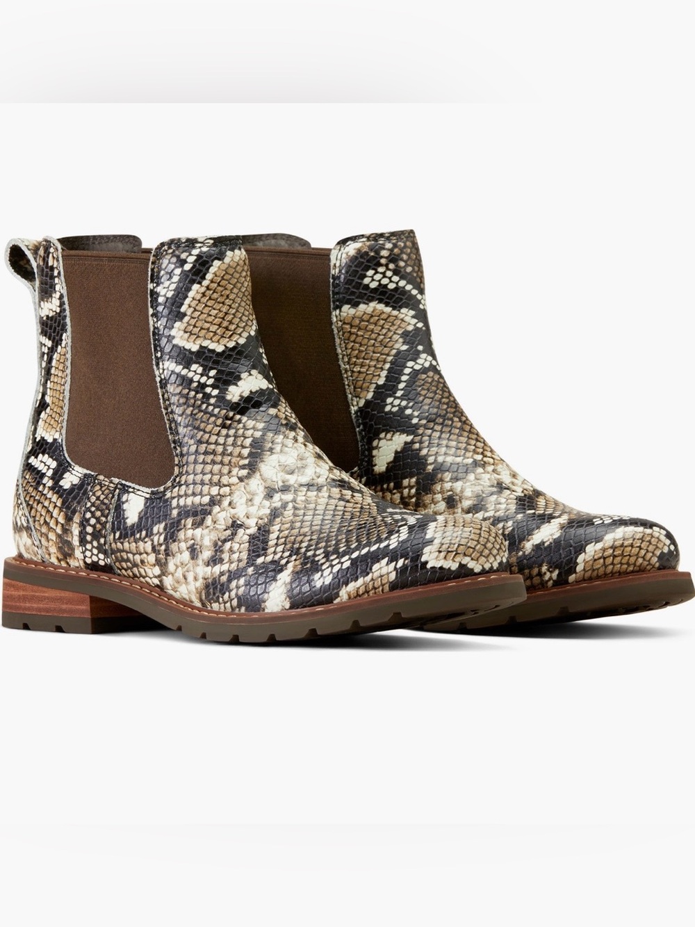 Ariat Wexford Waterproof Chelsea Boots Snakeskin Print Women’s Size 7 New